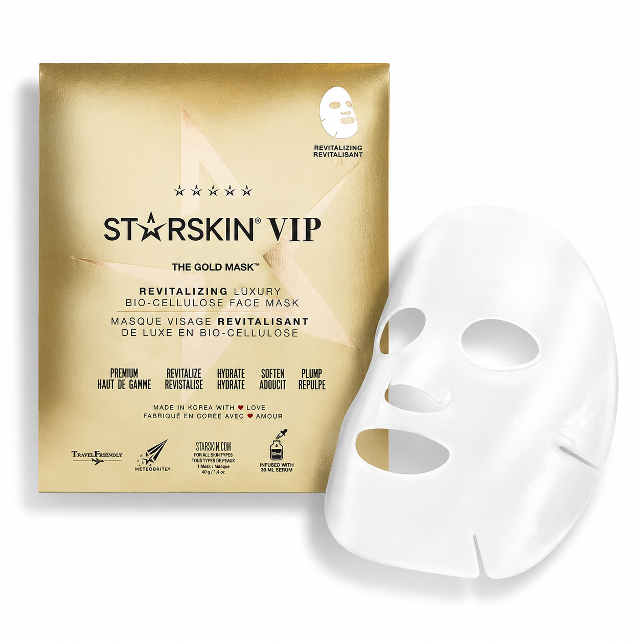 Starskin Gold Revitalizing Bio-Cellulose Face Mask 1Pz