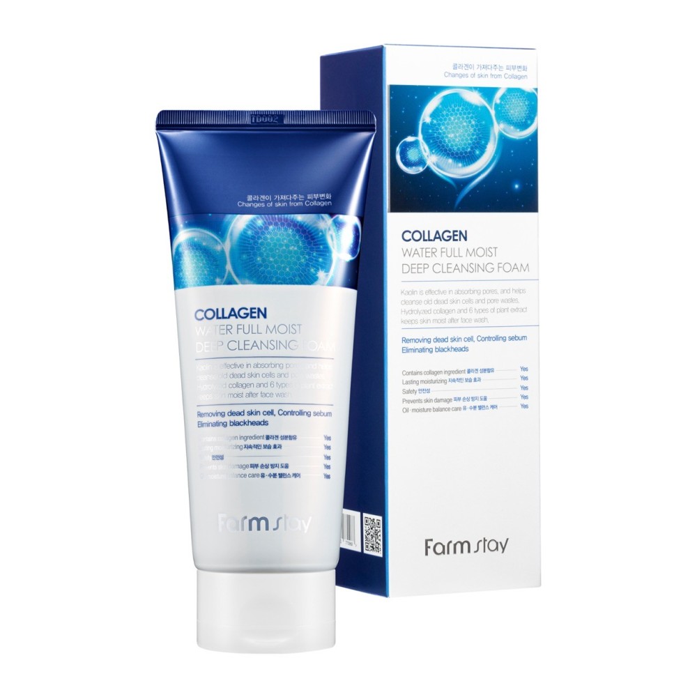 Farmstay Collagen Water Full Moist Deep Cleansing Foam 180 ml