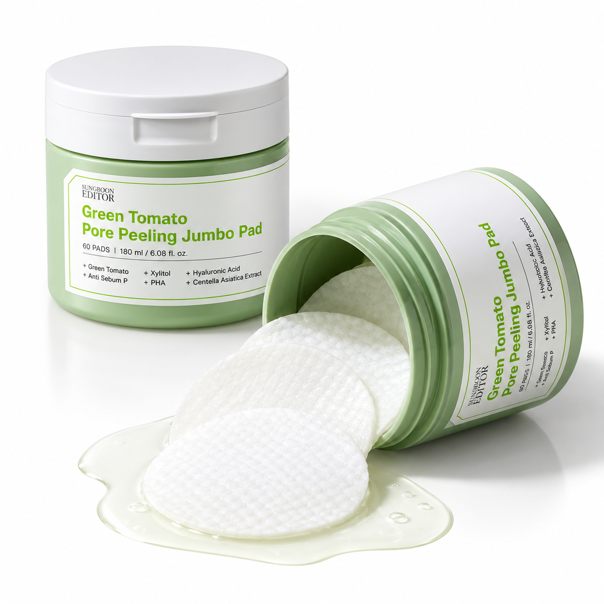 Sungboon Editor Green Tomato Pore Peeling Jumbo Pad 180 ml 60 pz